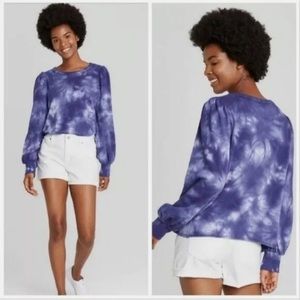 Universal Thread Navy Tie Dye Puffy Sleeve Sweatshirt